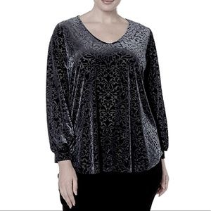 Karen Kane sexy stretchy black velvet burnout top
